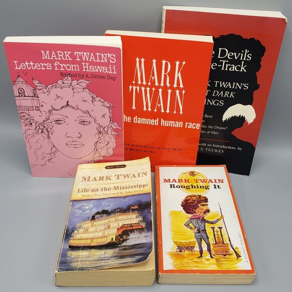 Mark Twain Lot of 5 Non-Fiction Roughing It Mississippi Hawaii Damned Great Dark - Picture 1 of 15